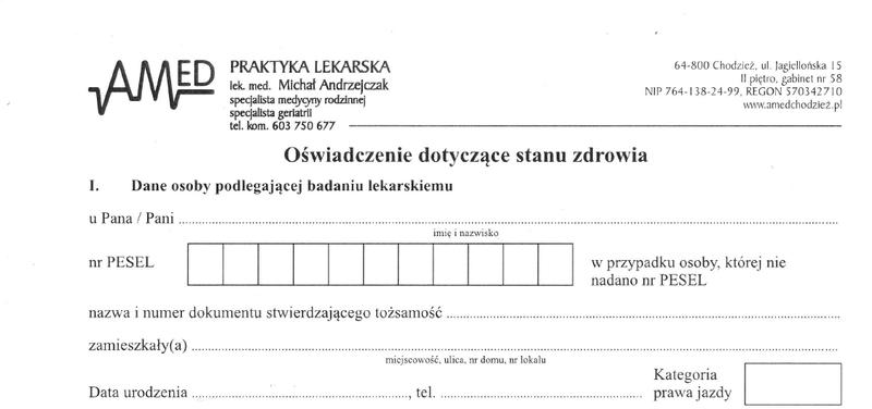 Badania lekarskie do prawa jazdy