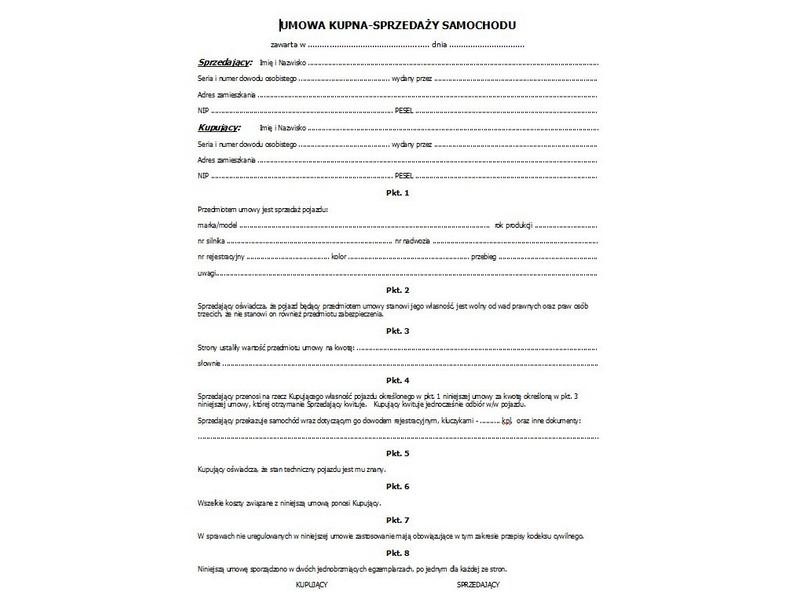 Dokumenty do zgłoszenia auta